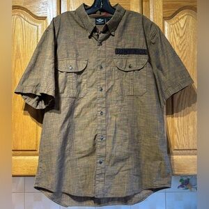 Harley-Davidson Motorcycles Brown Casual Button Down Short Sleeve Shirt Men’s XL